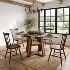 Extendable Round Dining Table for 4-6 with Storage Shelf - Particle Board