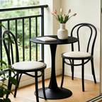 Black Round Dining Table with MDF Top and Matte Iron Base - Black