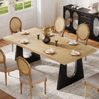 Large Rectangular Dining Table with Farmhouse Style - Light Brown or Black