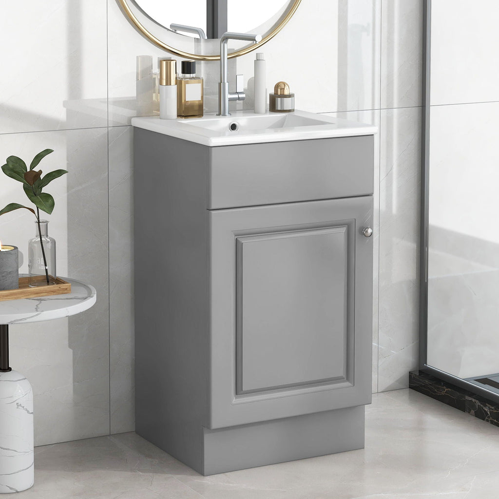 Bathroom Vanity with Sink and Adjustable Shelf - Multiple Colors