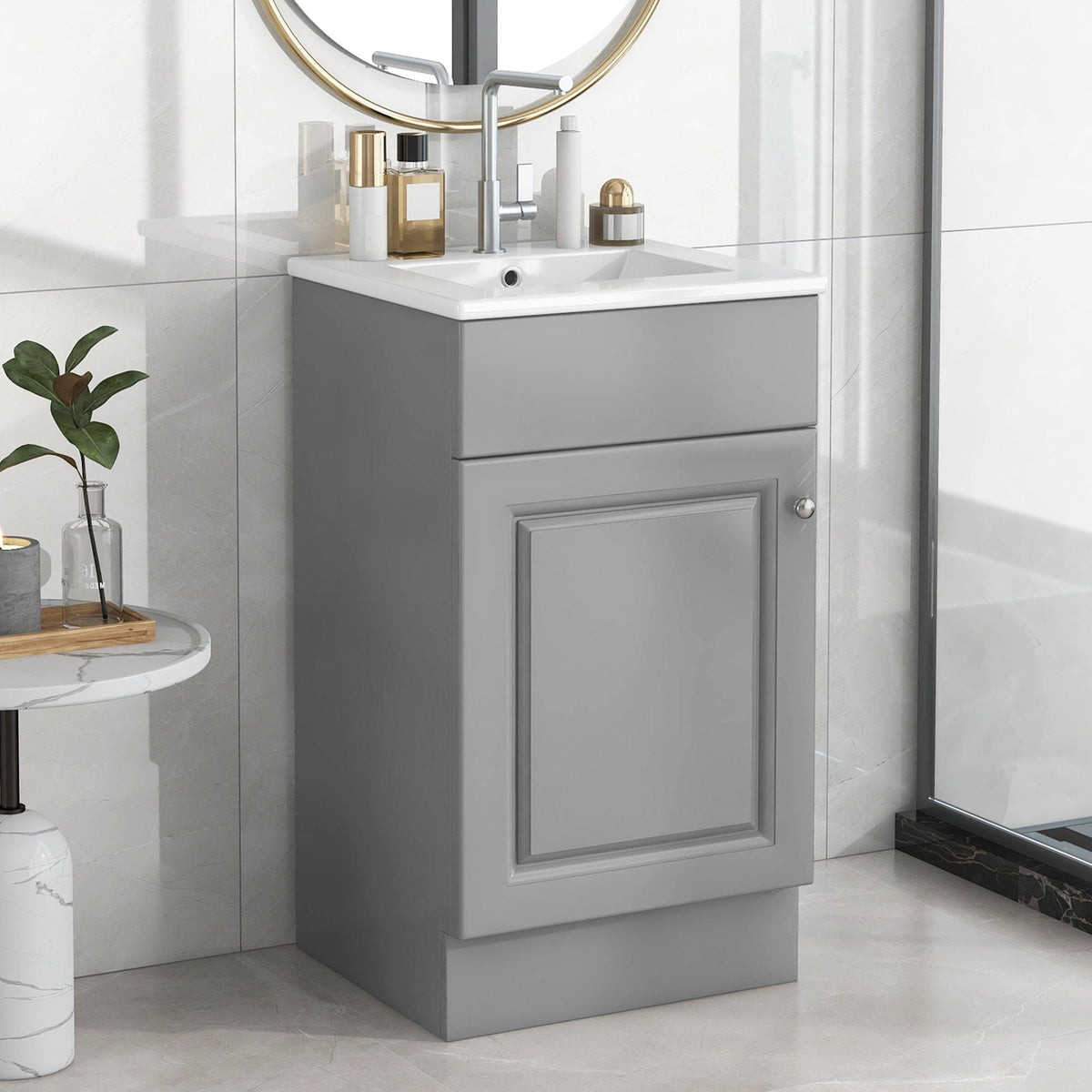 Bathroom Vanity with Sink and Adjustable Shelf - Multiple Colors