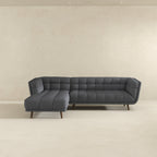 L Shape Sectional Sofa Tufted with Mid-Century Modern Design - Dark Gray or Beige