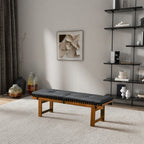 Black Upholstered Bench with Solid Wood Frame - Lucia