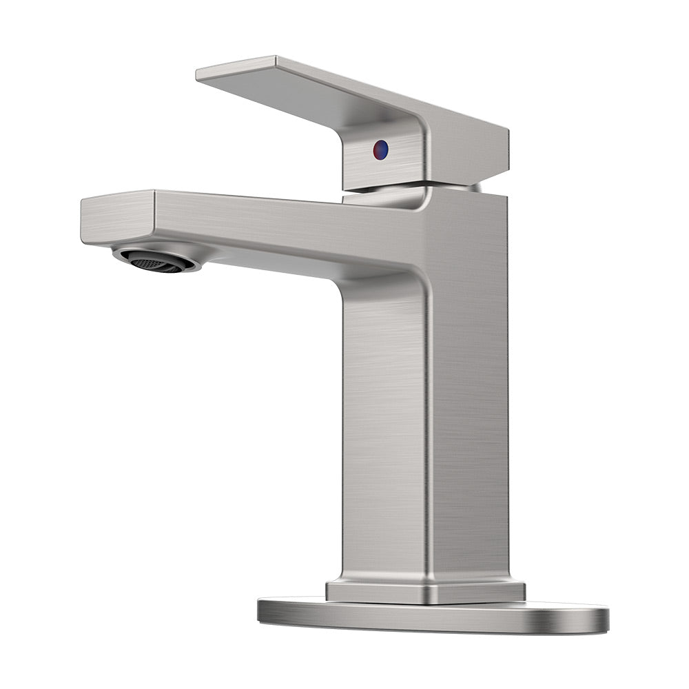 Brushed Nickel Single Handle Bathroom Faucet with Deck - Brushed Nickel