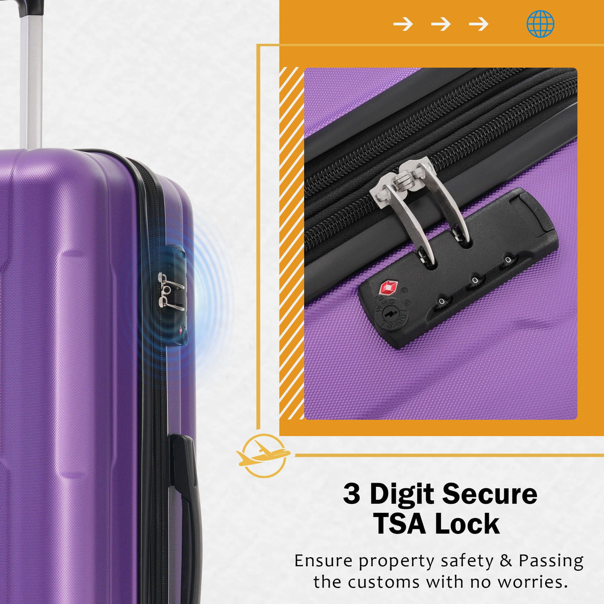 Expandable 2 Piece Luggage Set with TSA Lock and Spinner Wheels - Multiple Colors