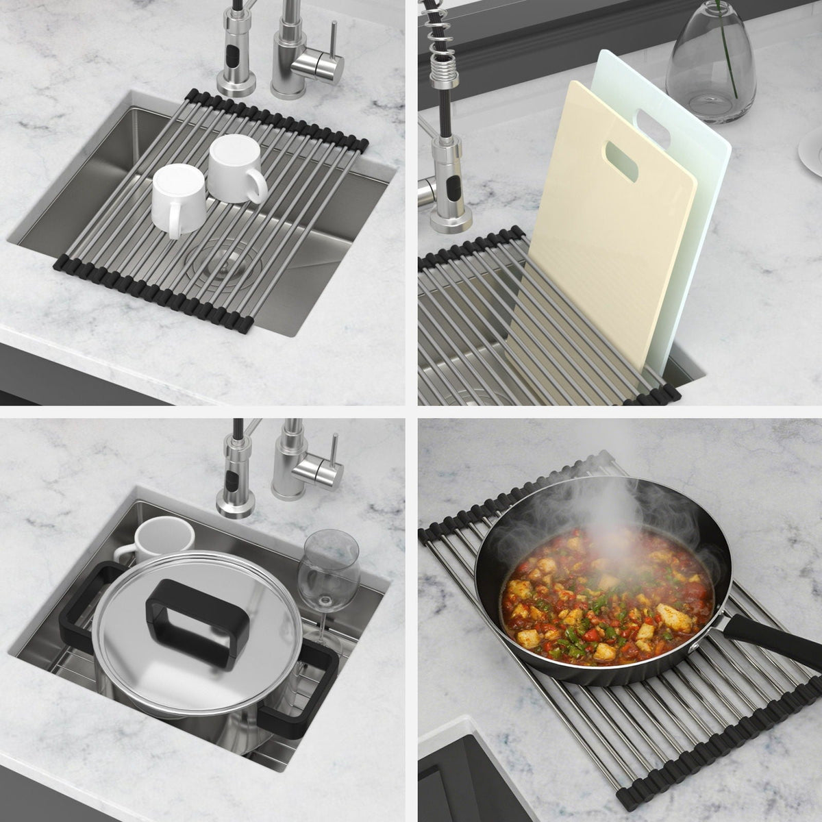 Modern Undermount Stainless Steel Kitchen Sink 16 Gauge, Deep Single Bowl - Gray