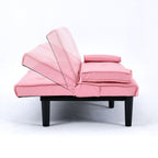 Foldable Sofa Bed with Cup Holder and Solid Wood Frame - Multiple Colors