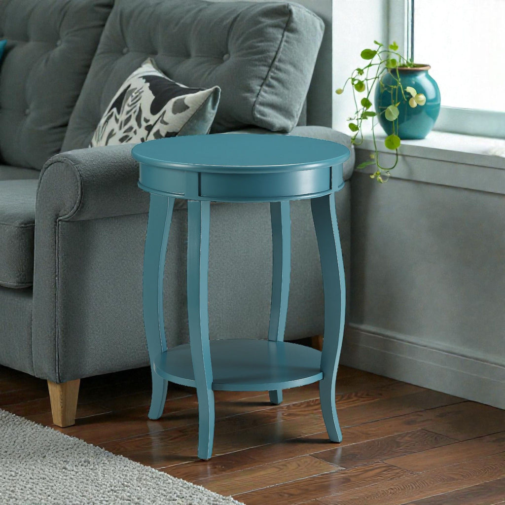 Storage Accent Table with Solid Wood Legs - Light Blue, Dark Brown, or White
