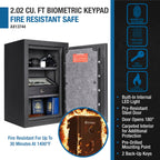 2.02 cu ft Biometric Keypad Fire Resistant Safe with Fingerprint Access - Black