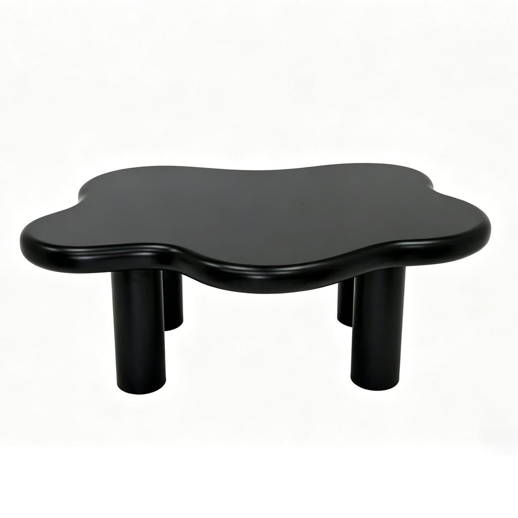 Cloud Shaped Coffee Table with 4 Round Legs - White, Black, or Light Brown