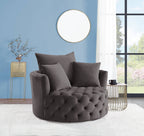 Velvet Swivel Accent Chair with Button Tufting - Dark Gray or Pink