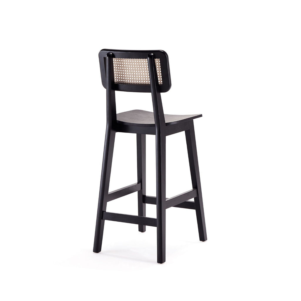 Versailles Counter Stool with Cane Backrest - Light Brown or Black