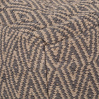 Hand Loomed Cotton Pouf with Polystyrene Fill - Dark Gray / Brown