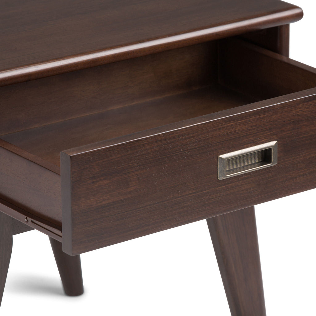Handcrafted Mid Century End Table with Drawer – White, Dark Brown, or Light Brown