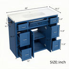 Navy Blue 48" Bathroom Vanity with Ceramic Sink - Navy Blue