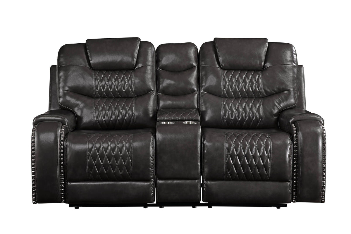 Braylon Recliner Loveseat with Cupholder Console - Brown