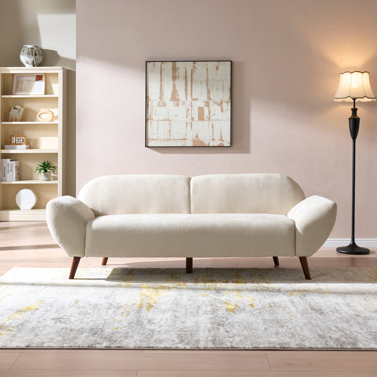 Cloud Haven Curved 3-Seater Modern Upholstered Chenille Sofa