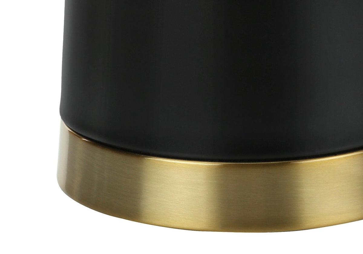 Contemporary Table Lamp with Linen Shade - Black & Cream