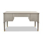 Dauphin 5 Drawer Executive Desk with Solid Rubber Hardwood - Gray or Light Brown
