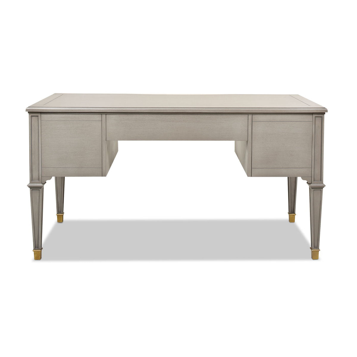 Dauphin 5 Drawer Executive Desk with Solid Rubber Hardwood - Gray or Light Brown