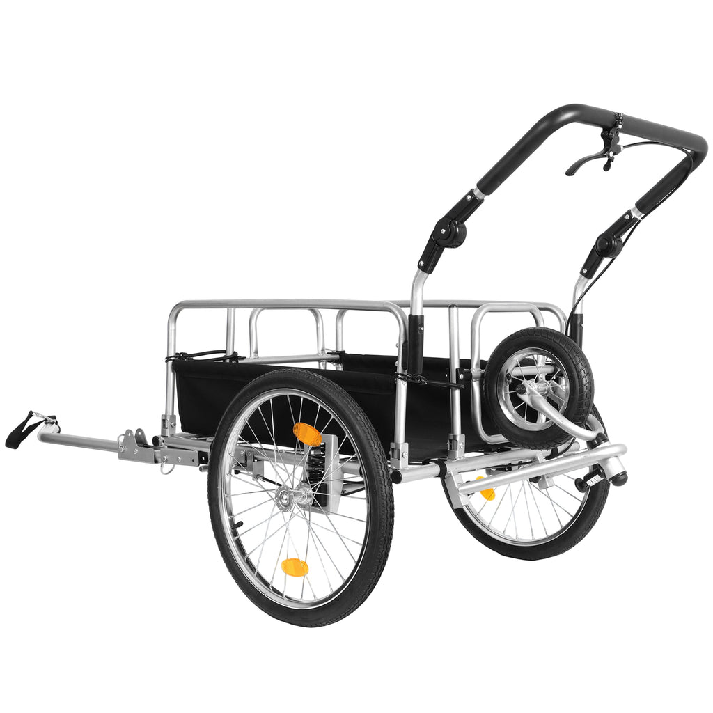 3-in-1 Heavy-Duty Bike Cargo Trailer with Steel Frame & Suspension - Black + Gray