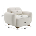 Boucle Accent Chair with Toss Pillow - Beige