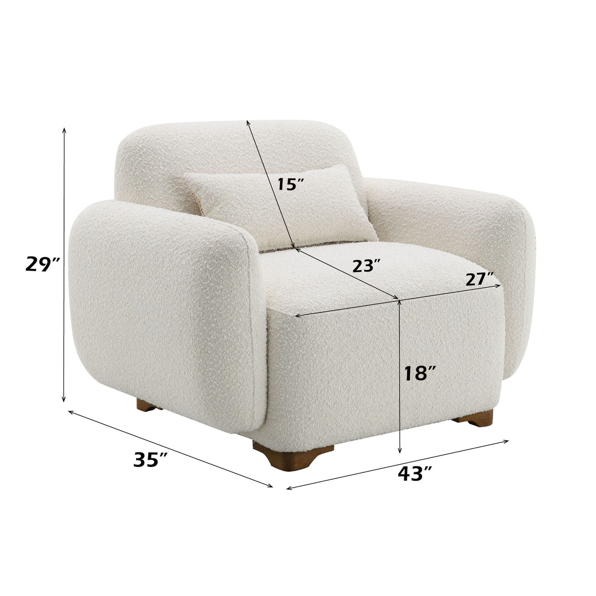 Boucle Accent Chair with Toss Pillow - Beige