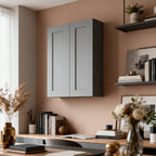 Gray Shaker Solid Wood Wall Cabinet with Soft-Close Doors - Gray