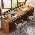 Extra Long 2 Person Computer Desk with Heavy-Duty Frame - Light Brown