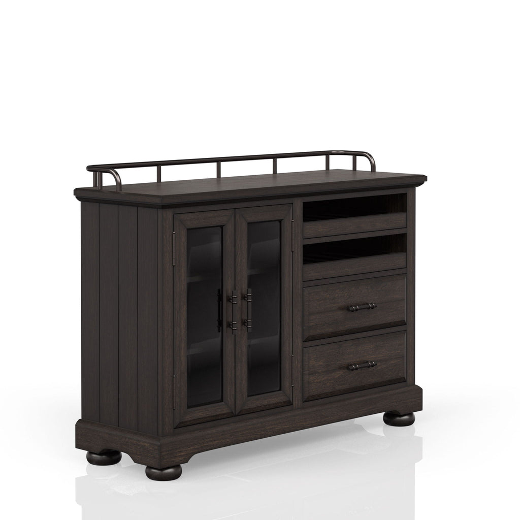 Coffee Server with Glass Storage Cabinet and Storage Drawers - Coffee Finish
