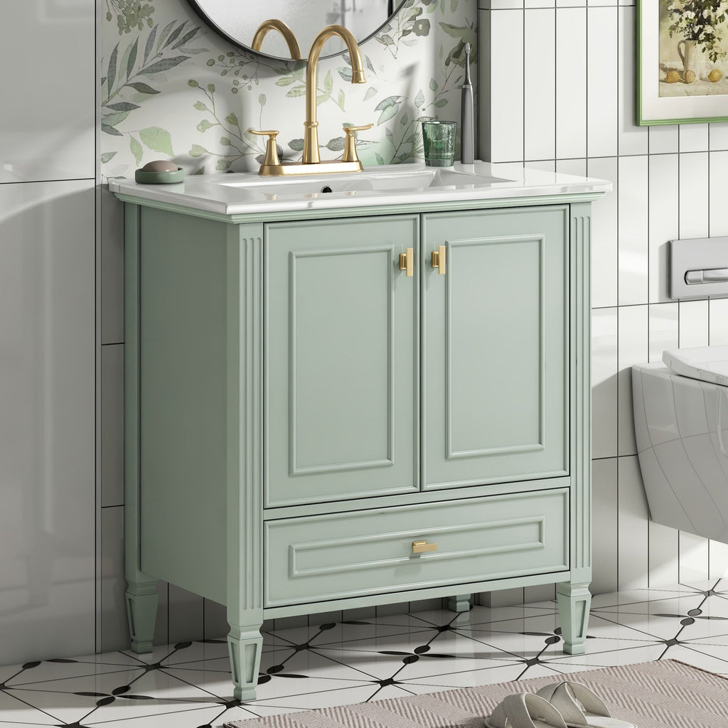 Freestanding Vanity with Drawer & Soft Close Doors - Green or White