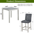 Counter Height 5 Piece Dining Set with Upholstered Chairs - Black or Pearl Silver