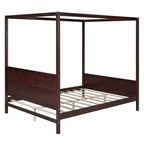 Canopy Platform Bed with Headboard and Footboard, Slat Support Leg - Queen