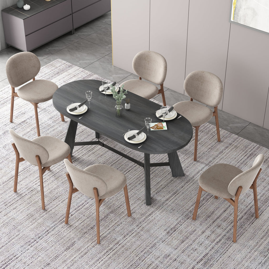 70.86 Inch Oval Dining Table, Rustic Style Dining Room Table