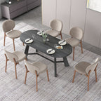 70.86 Inch Oval Dining Table, Rustic Style Dining Room Table