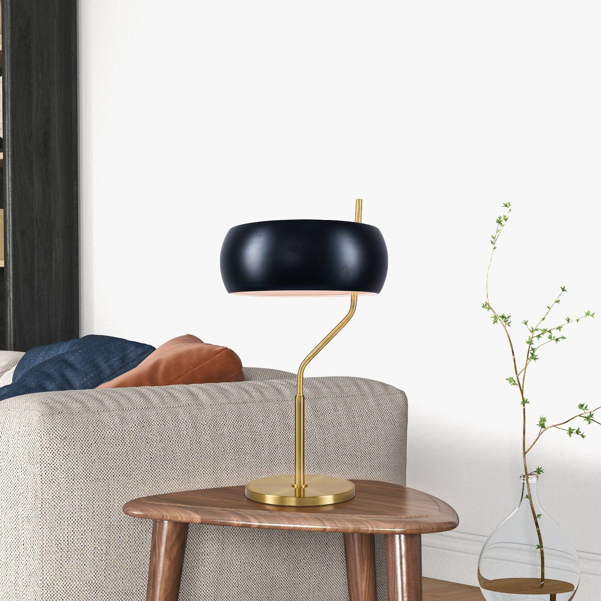 Gold Table Lamp with Dimmable Feature - Black Shade