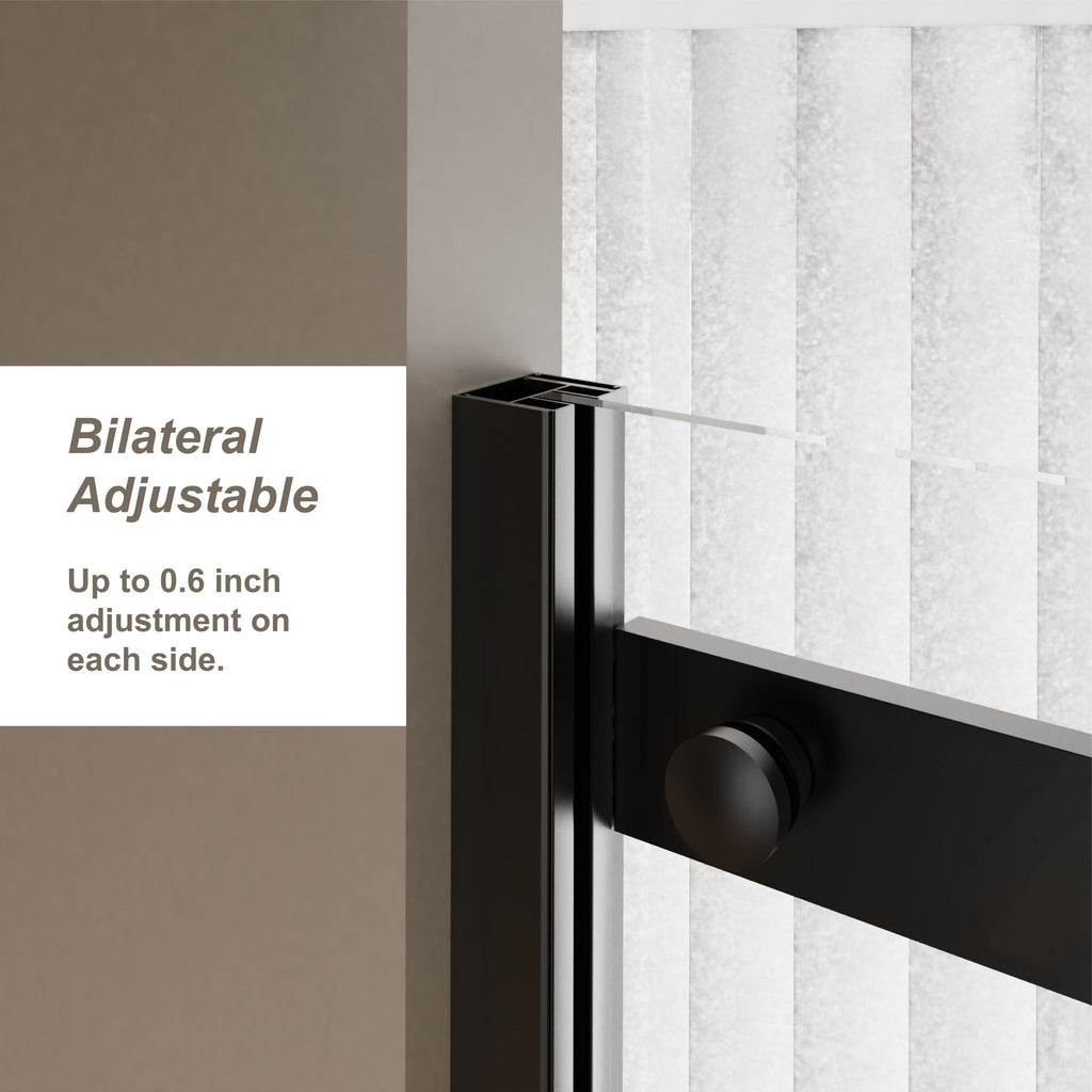 Frameless Shower Door Single Sliding with Zinc Roller Rail System - Black