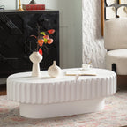 Fluted Storage Table with Lift-Off Lid - Cream White