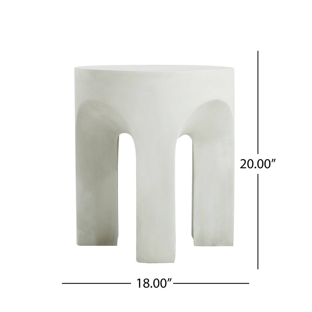 Outdoor Round Top Side Table with Lightweight Concrete Construction - Antique White