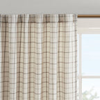 Plaid Rod Pocket Curtain Panel with Fleece Lining - Natural 50x95