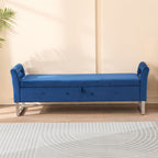 Wide Storage Ottoman Bench with Armrests - Fabric