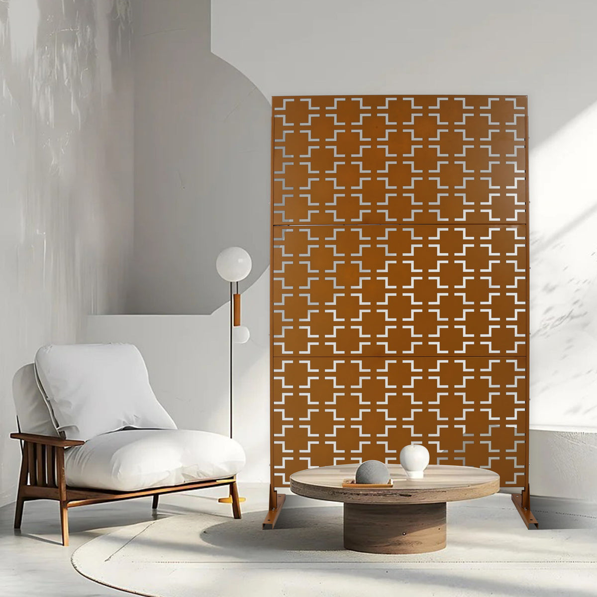 Black Metal Room Divider Privacy Screen with Rust-Resistant Finish