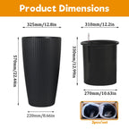 Tall Planters Set with Auto Watering and Water Level Monitor - Polypropylene