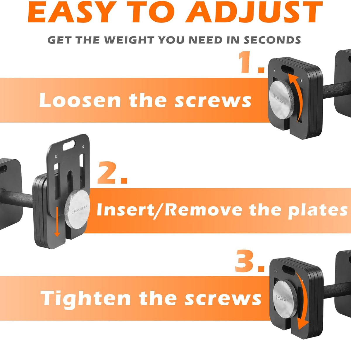 Adjustable 9 in 1 Dumbbell with Carbon Steel Construction - 50LB