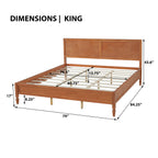 King Size Wood Platform Bed Frame with Classic Headboard - Brown or Natural
