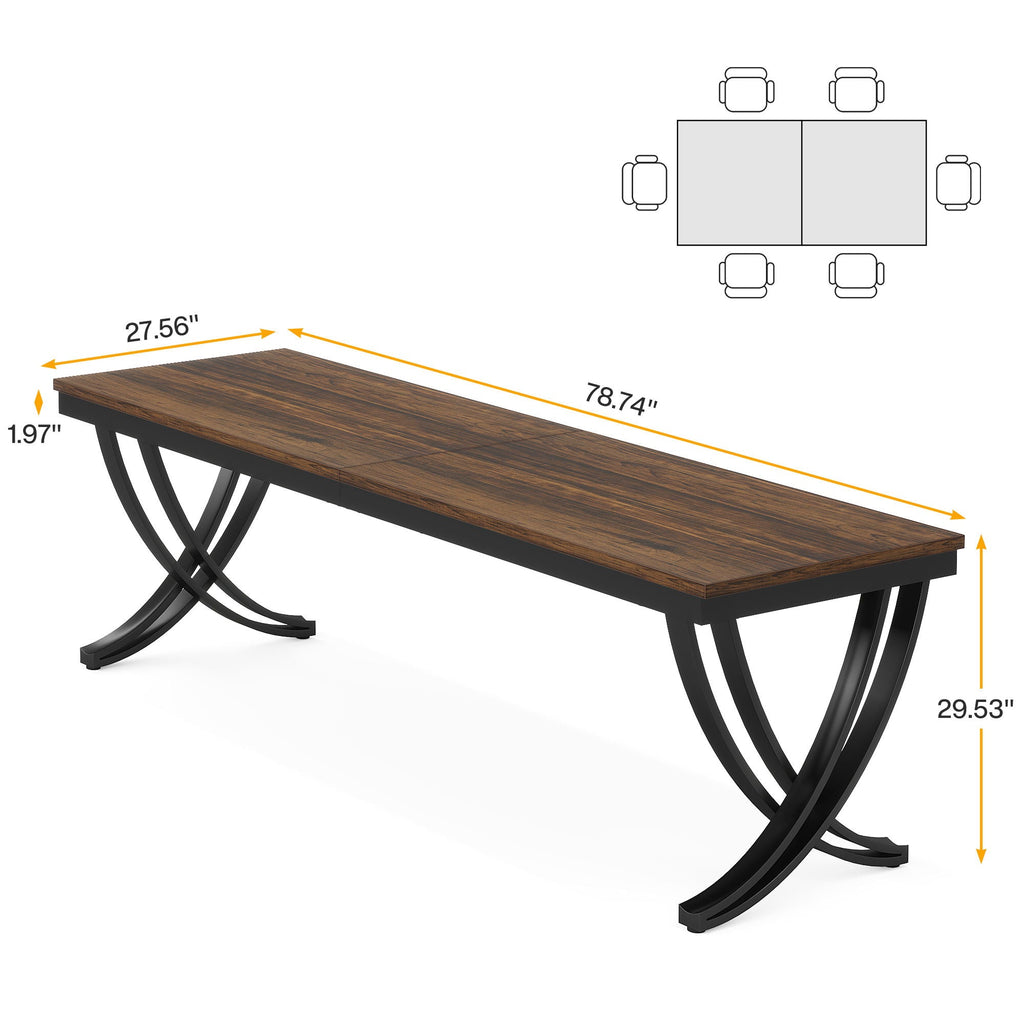 Extra Long 2 Person Desk With X Legs - Brown / Black