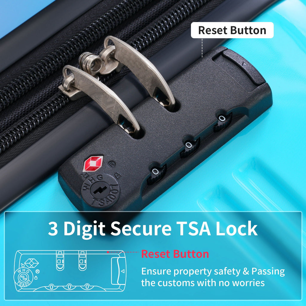 Gradient Color Hardshell Luggage Set with Spinner Wheels and TSA Lock – Light Blue or Purple
