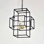 4 Light Metal Lantern Pendant Light with Adjustable Height - Black or Gold