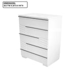 White 5 Drawer Chest with Smooth Gliding Drawers - Bedroom