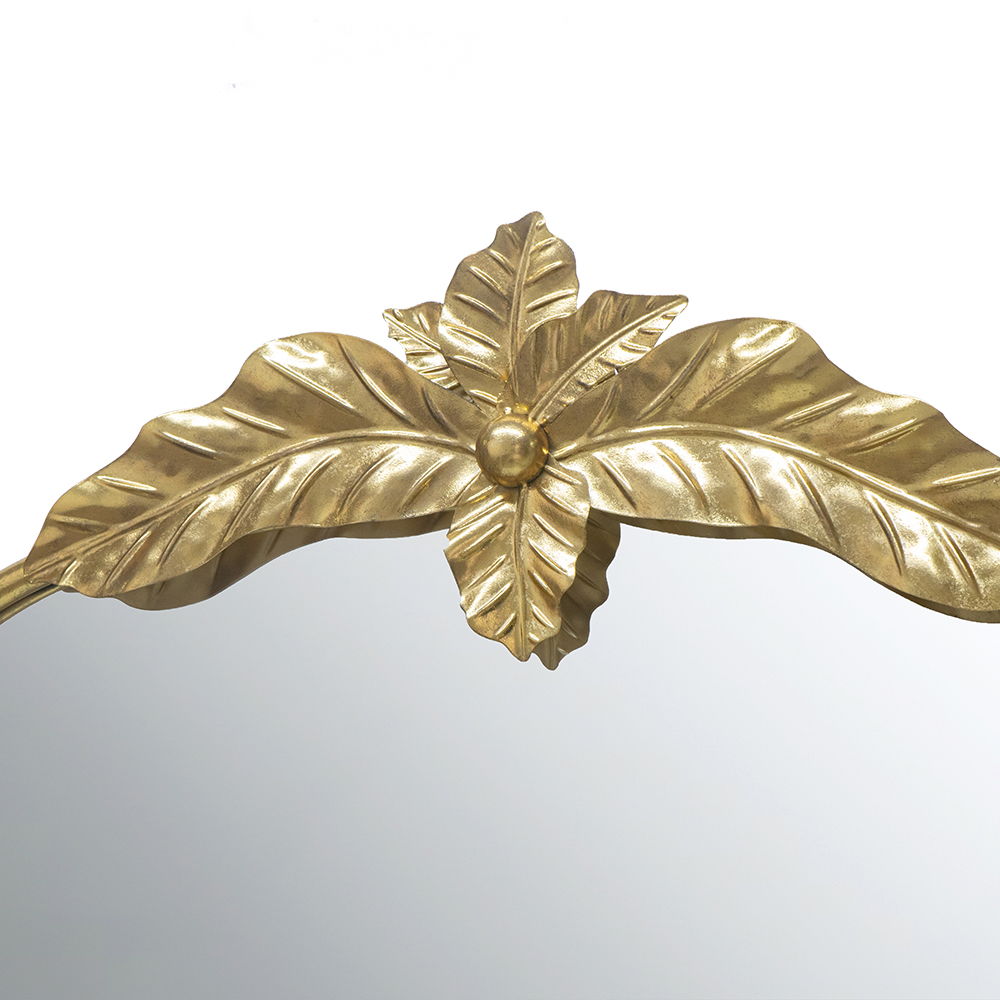Gold Arched Wall Mirror with Metal Frame - Decorative Accent